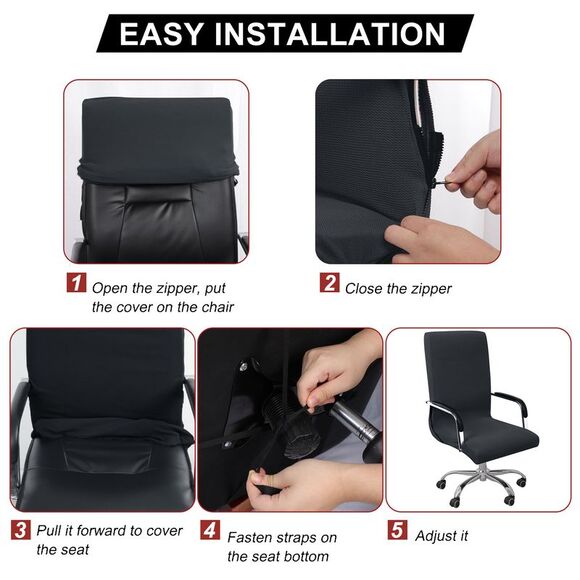 Stretch Jacquard Office Cover Swivel Chair Protector Medium Gray - Picture 2 of 6